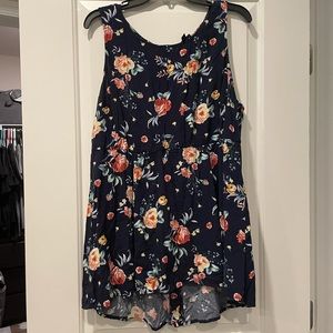 Torrid dark blue and floral high low tank top